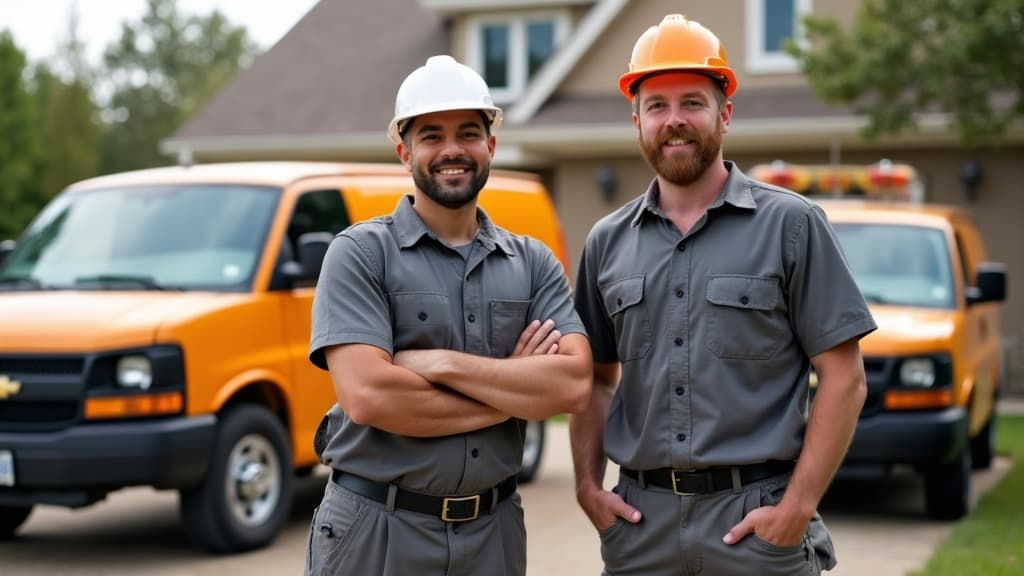 SolidBase foundation repair crew standing in front of their service trucks